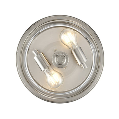 Millennium Lighting Strayhan 13" 2Lt Flush Mount, Nickel/Clear
