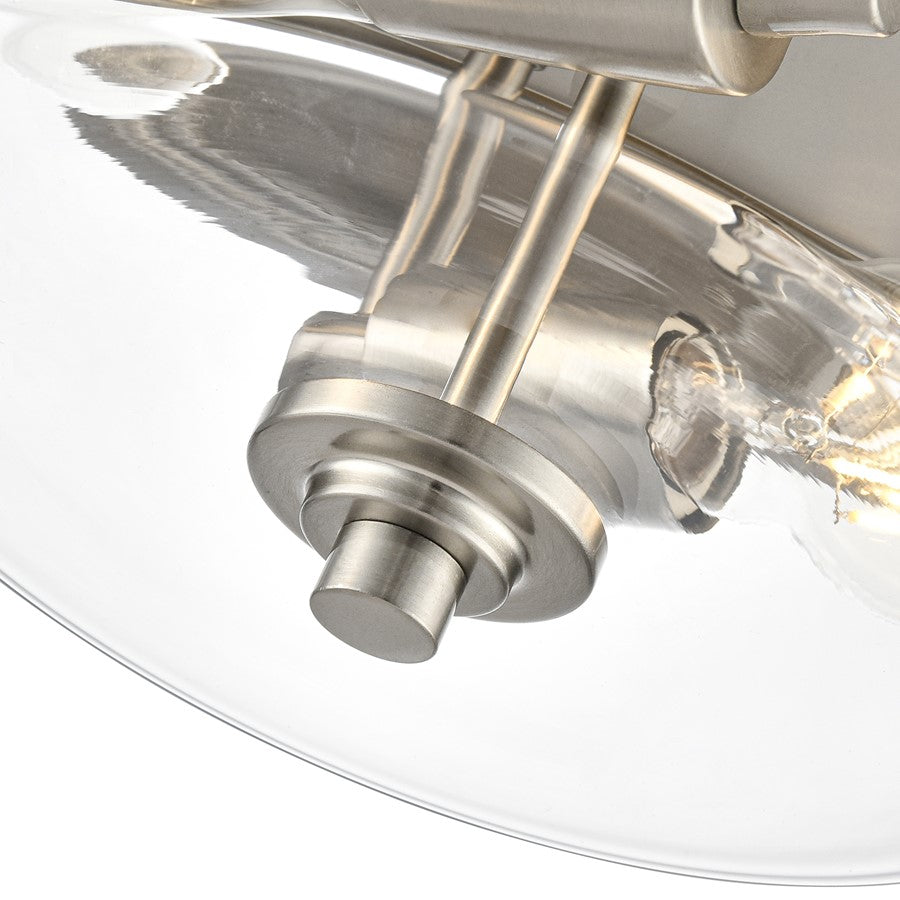 Millennium Lighting Strayhan 13" 2Lt Flush Mount, Nickel/Clear