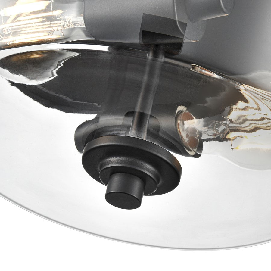Millennium Lighting Strayhan 13" 2Lt Flush Mount, Matte Black/Clear