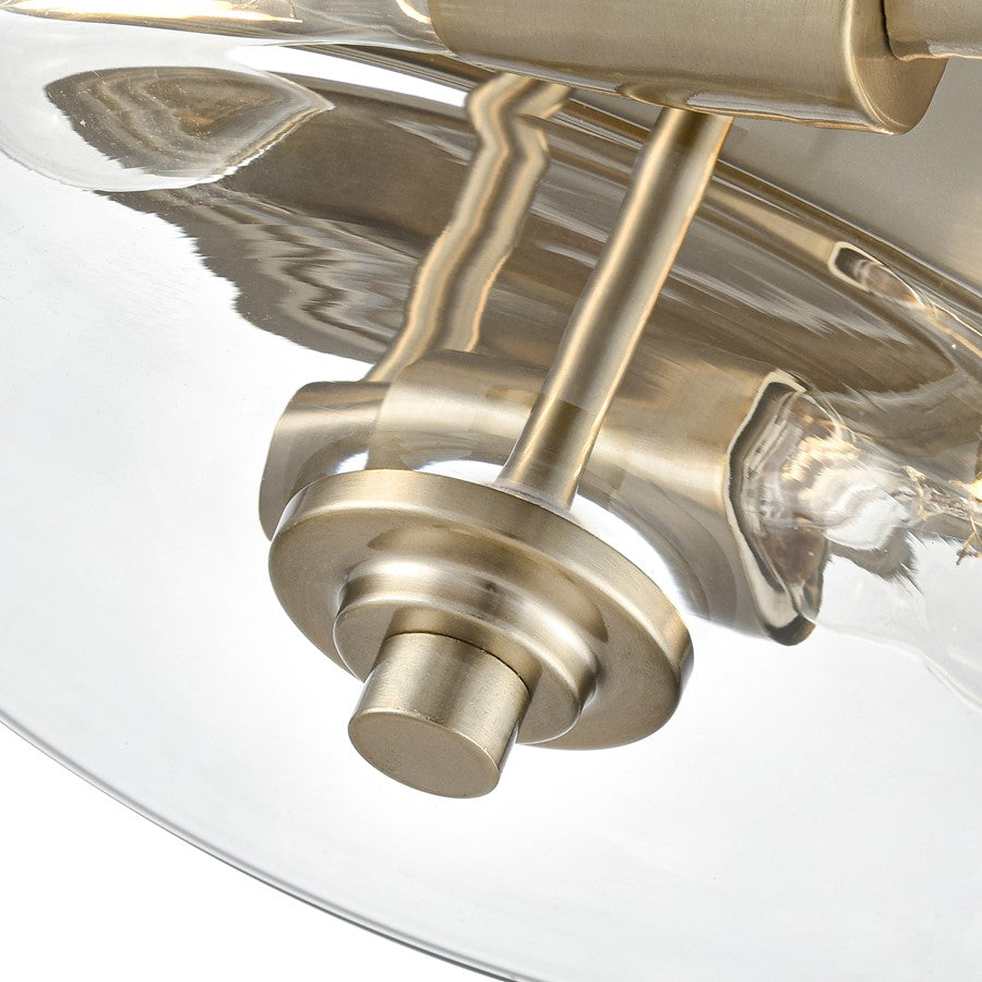 Millennium Lighting Strayhan 13" 2Lt Flush Mount, Modern Gold/Clear