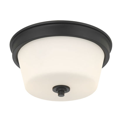 Millennium Lighting Strayhan 2Lt Flush Mount, Black/White Frosted - 64102WG-MB