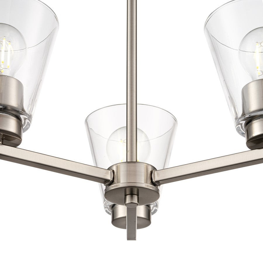 Millennium Lighting Strayhan 18" 3Lt Chandelier, Brushed Nickel/Clear