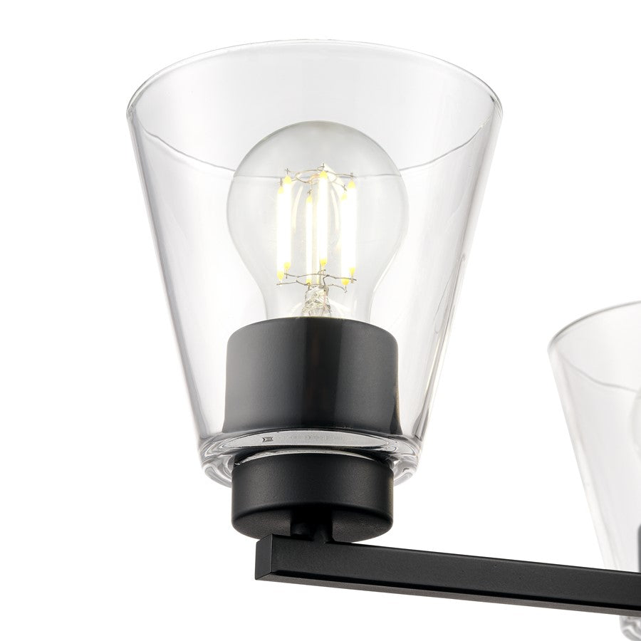 Millennium Lighting Strayhan 18" 3Lt Chandelier, Matte Black/Clear