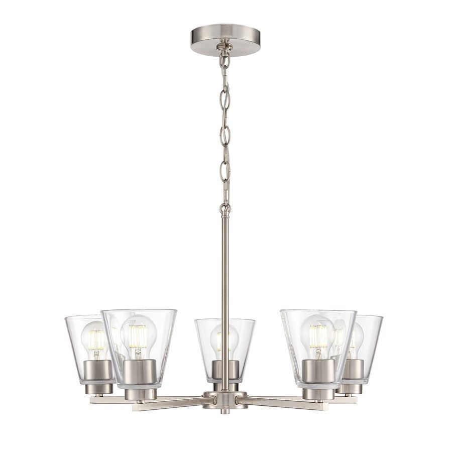 Millennium Lighting Strayhan 24" 5Lt Chandelier, Brushed Nickel/Clear