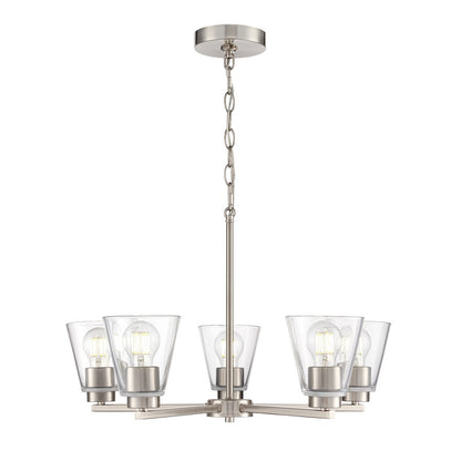Millennium Lighting Strayhan 24" 5Lt Chandelier, Brushed Nickel/Clear