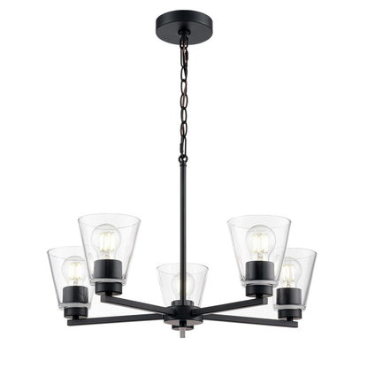 Millennium Lighting Strayhan 24" 5Lt Chandelier, Matte Black/Clear - 64105-MB