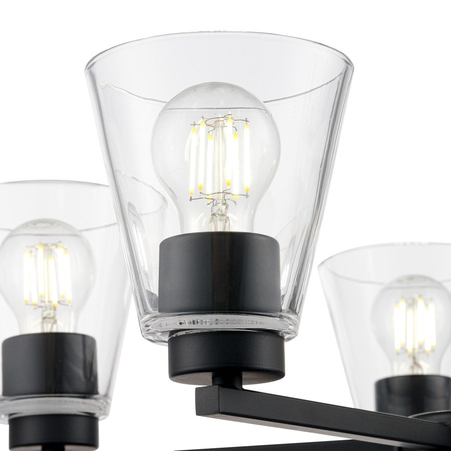 Millennium Lighting Strayhan 24" 5Lt Chandelier, Matte Black/Clear