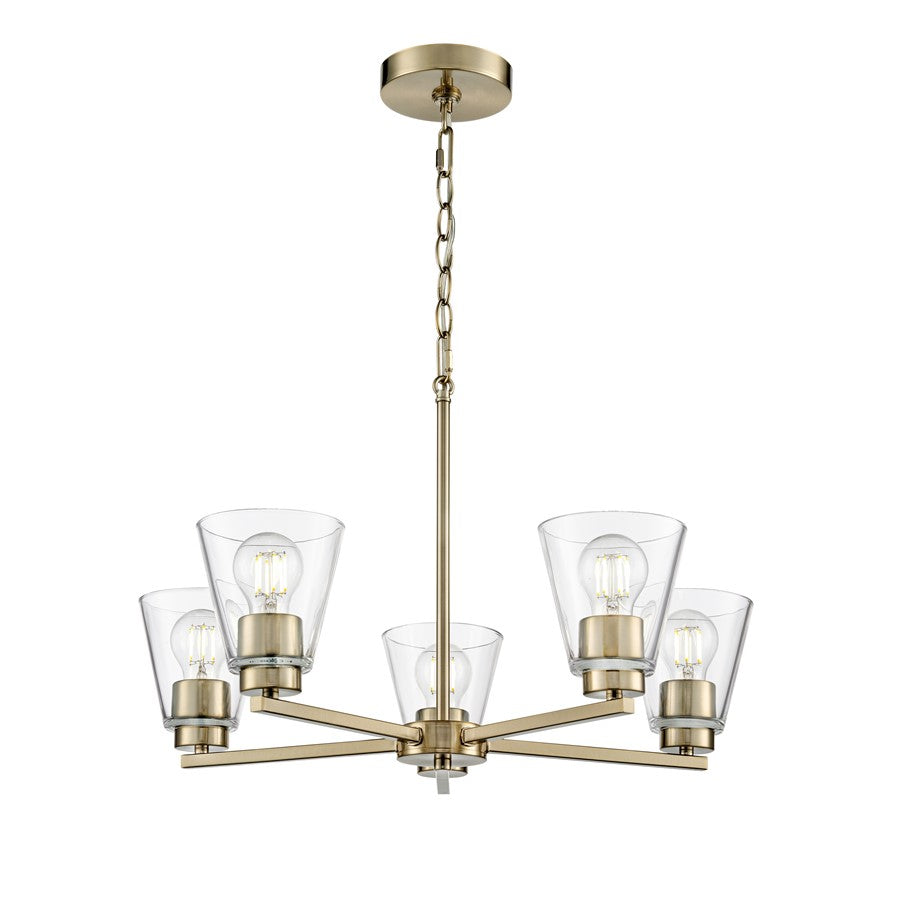 Millennium Lighting Strayhan 24" 5Lt Chandelier, Modern Gold/Clear - 64105-MG
