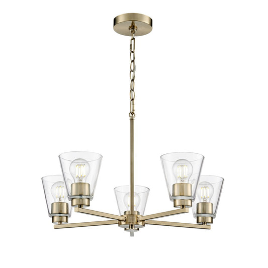 Millennium Lighting Strayhan 24" 5Lt Chandelier, Modern Gold/Clear - 64105-MG