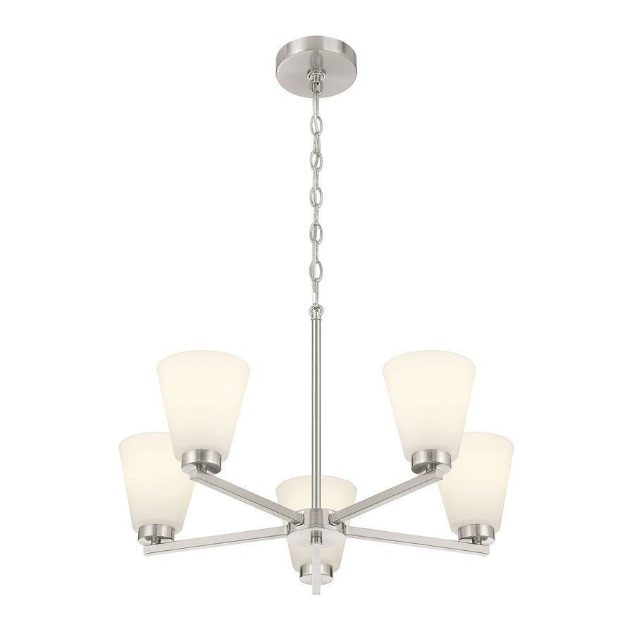 Millennium Strayhan 5Lt Chandelier, Nickel/White Frosted - 64105WG-BN