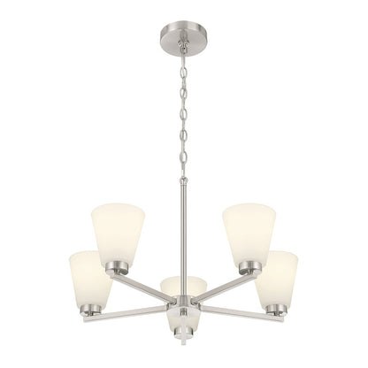 Millennium Strayhan 5Lt Chandelier, Nickel/White Frosted - 64105WG-BN