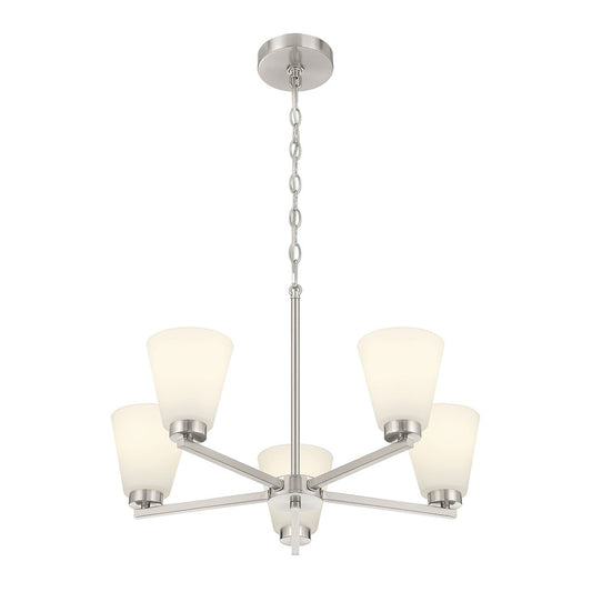 Millennium Strayhan 5Lt Chandelier, Nickel/White Frosted - 64105WG-BN