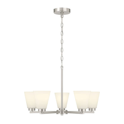 Millennium Strayhan 5Lt Chandelier, Nickel/White Frosted