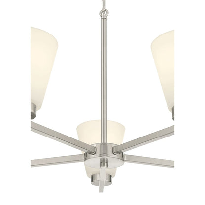 Millennium Strayhan 5Lt Chandelier, Nickel/White Frosted