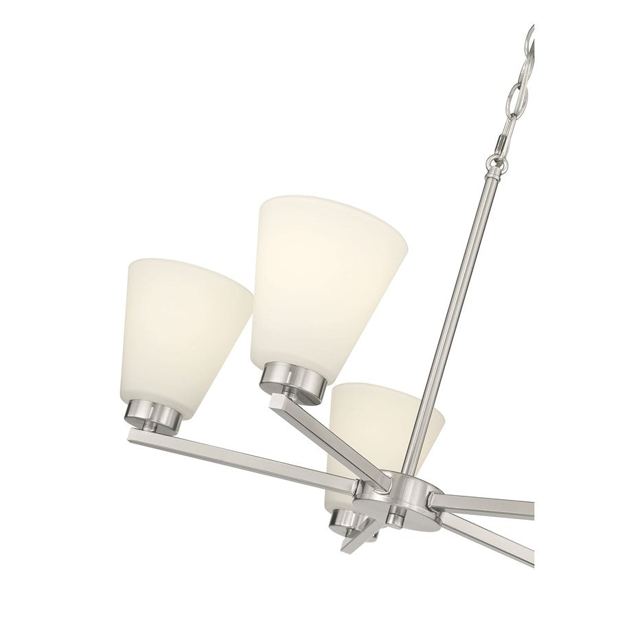 Millennium Strayhan 5Lt Chandelier, Nickel/White Frosted