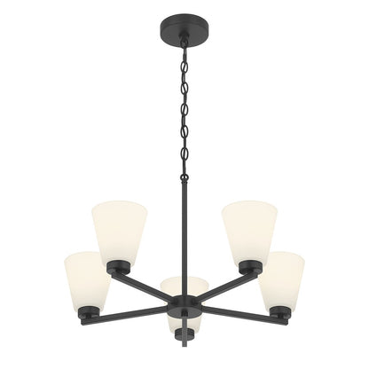 Millennium Strayhan 5Lt Chandelier, Black/White Frosted - 64105WG-MB