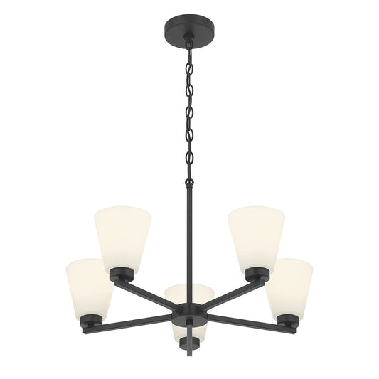 Millennium Strayhan 5Lt Chandelier, Black/White Frosted - 64105WG-MB