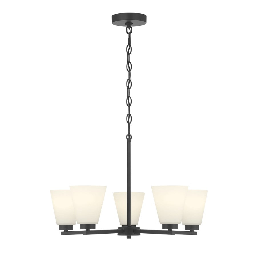 Millennium Strayhan 5Lt Chandelier, Black/White Frosted