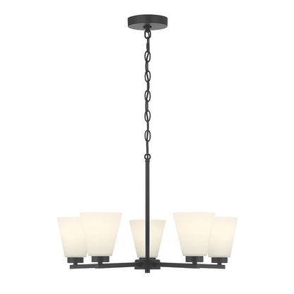 Millennium Strayhan 5Lt Chandelier, Black/White Frosted