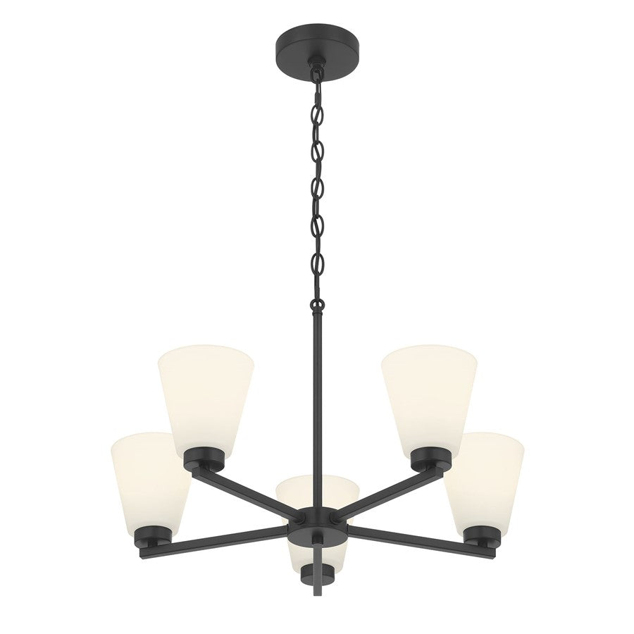 Millennium Strayhan 5Lt Chandelier, Black/White Frosted