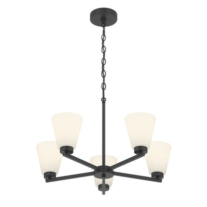 Millennium Strayhan 5Lt Chandelier, Black/White Frosted