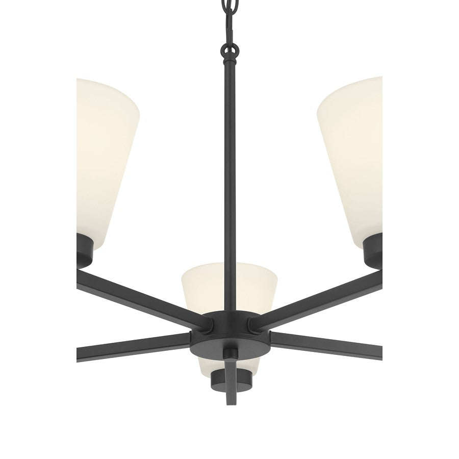 Millennium Strayhan 5Lt Chandelier, Black/White Frosted