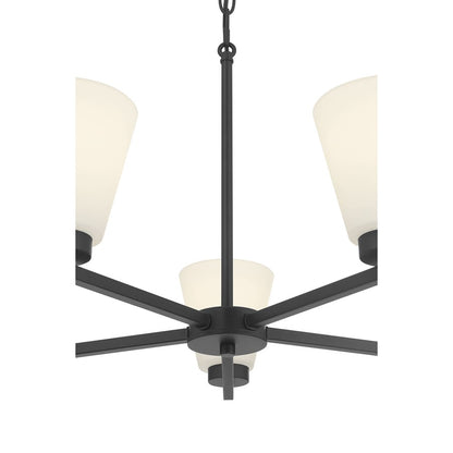 Millennium Strayhan 5Lt Chandelier, Black/White Frosted