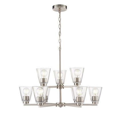 Millennium Lighting Strayhan 28.5" 9Lt Chandelier, Nickel/Clear