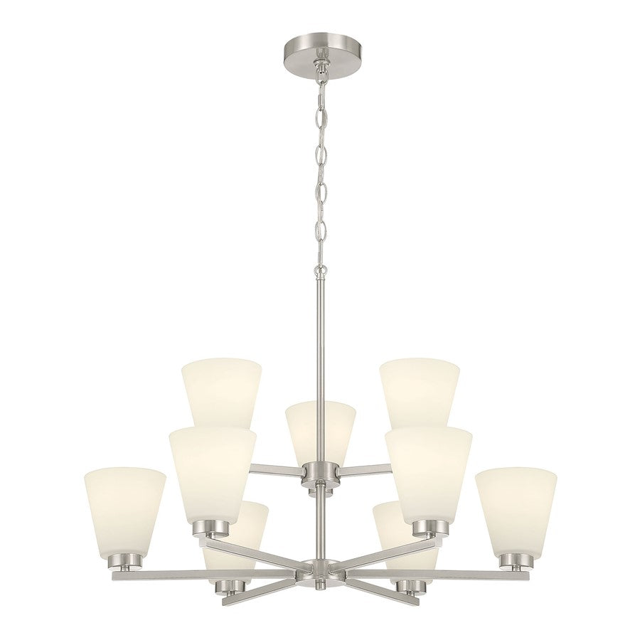 Millennium Strayhan 9Lt Chandelier, Nickel/White Frosted - 64109WG-BN