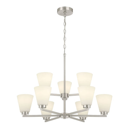Millennium Strayhan 9Lt Chandelier, Nickel/White Frosted - 64109WG-BN