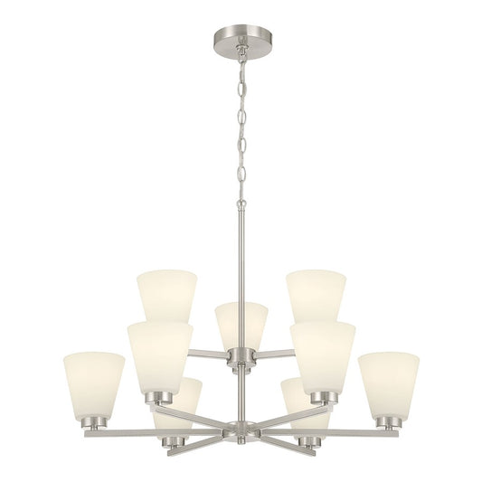 Millennium Strayhan 9Lt Chandelier, Nickel/White Frosted - 64109WG-BN