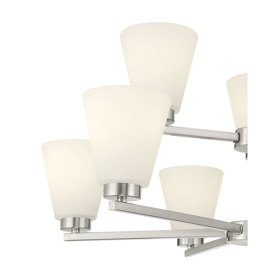 Millennium Strayhan 9Lt Chandelier, Nickel/White Frosted