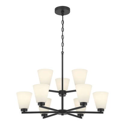 Millennium Strayhan 9Lt Chandelier, Black/White Frosted - 64109WG-MB