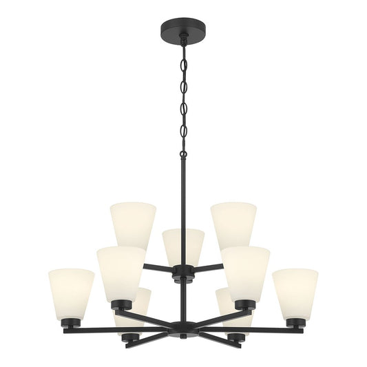 Millennium Strayhan 9Lt Chandelier, Black/White Frosted - 64109WG-MB