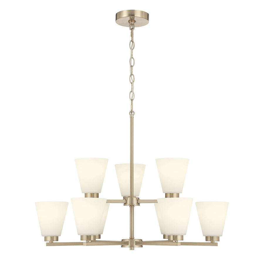 Millennium Strayhan 9Lt Chandelier, Gold/White Frosted
