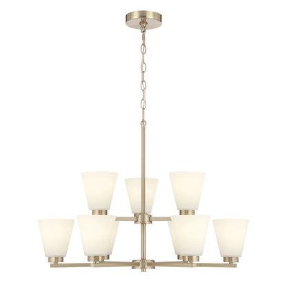 Millennium Strayhan 9Lt Chandelier, Gold/White Frosted