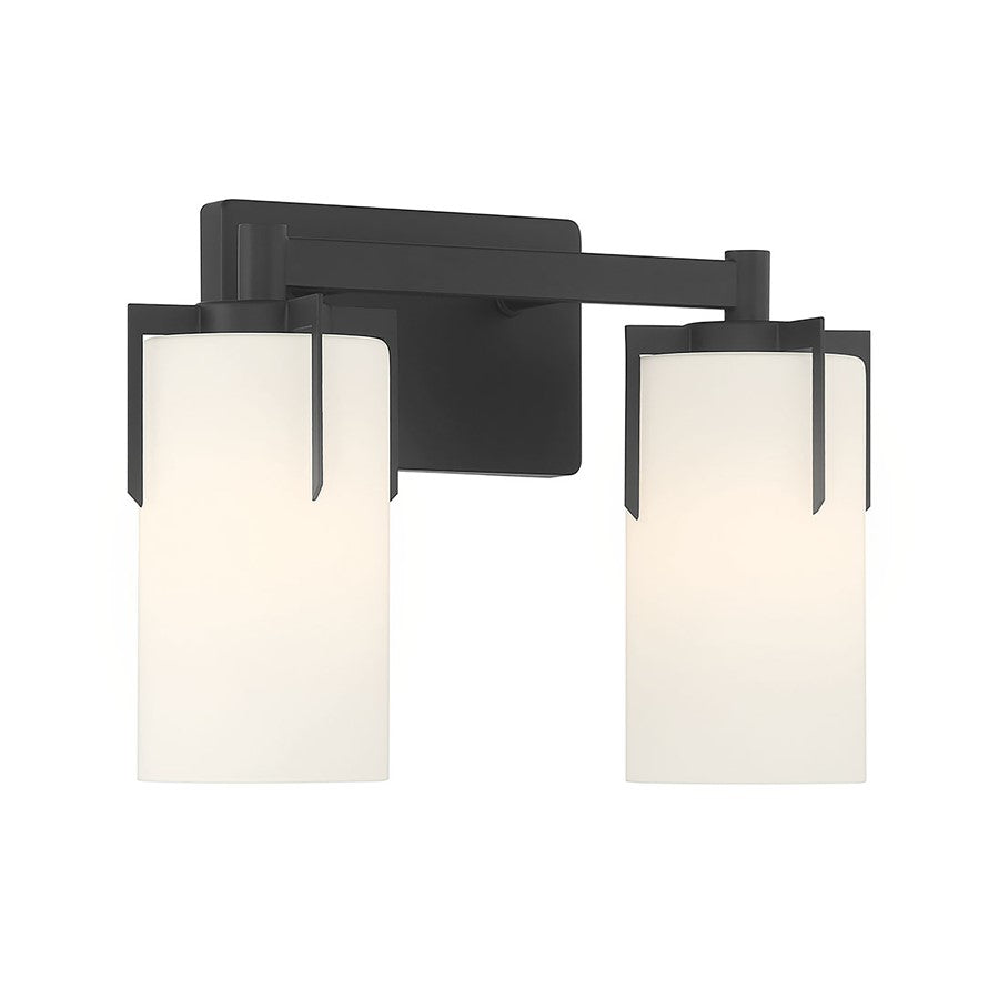 Millennium Froselle 2Lt Bathroom Vanity Light, Black/White Frosted - 65002-MB