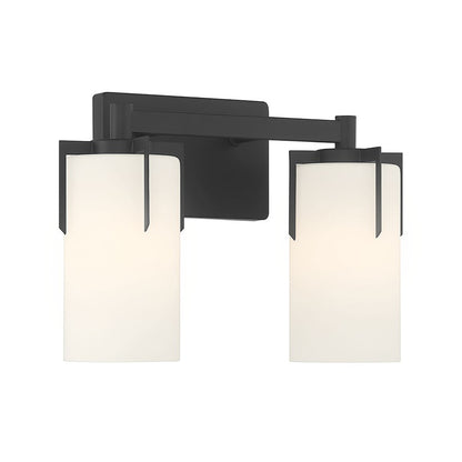 Millennium Froselle 2Lt Bathroom Vanity Light, Black/White Frosted - 65002-MB