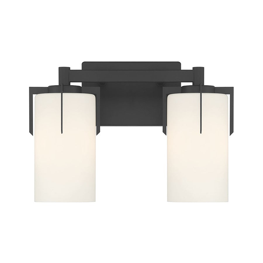 Millennium Froselle 2Lt Bathroom Vanity Light, Black/White Frosted