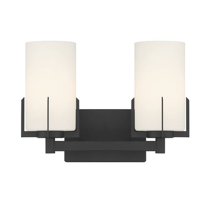 Millennium Froselle 2Lt Bathroom Vanity Light, Black/White Frosted