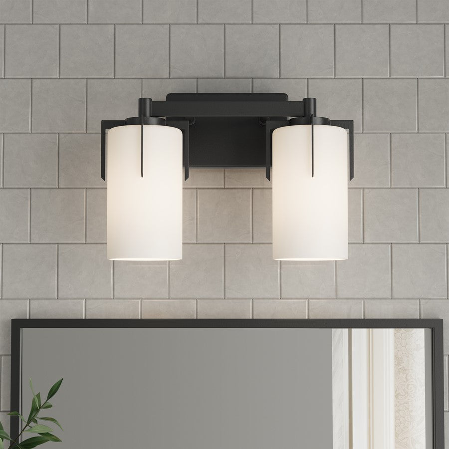 Millennium Froselle 2Lt Bathroom Vanity Light, Black/White Frosted