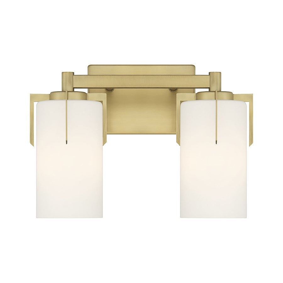 Millennium Froselle 2Lt Bathroom Vanity Light, Brass/White Frosted