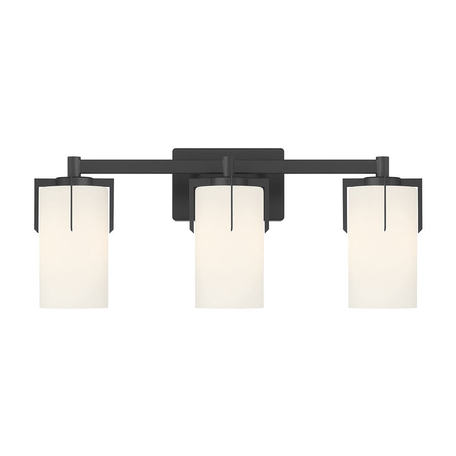 Millennium Froselle 3Lt Bathroom Vanity Light, Black/White Frosted