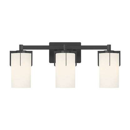 Millennium Froselle 3Lt Bathroom Vanity Light, Black/White Frosted