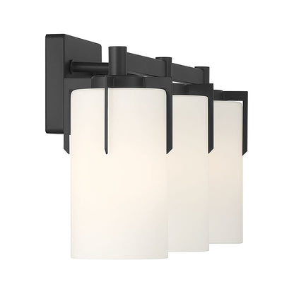 Millennium Froselle 3Lt Bathroom Vanity Light, Black/White Frosted