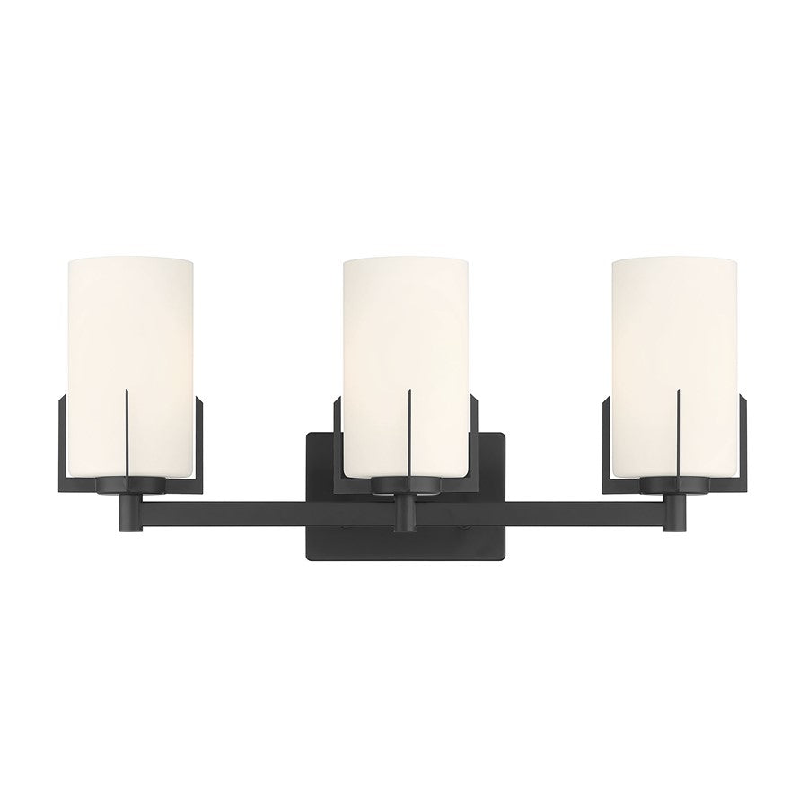 Millennium Froselle 3Lt Bathroom Vanity Light, Black/White Frosted