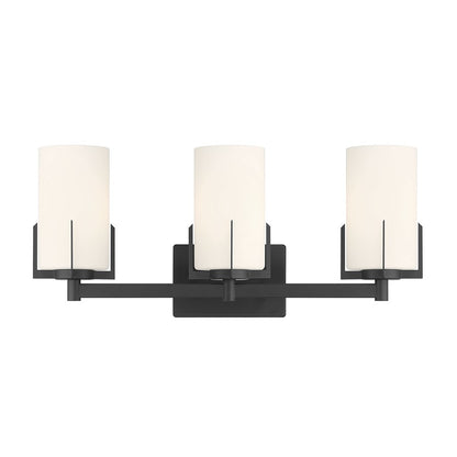 Millennium Froselle 3Lt Bathroom Vanity Light, Black/White Frosted
