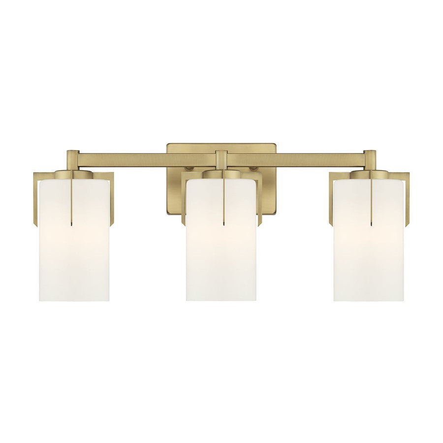 Millennium Froselle 3Lt Bathroom Vanity Light, Brass/White Frosted