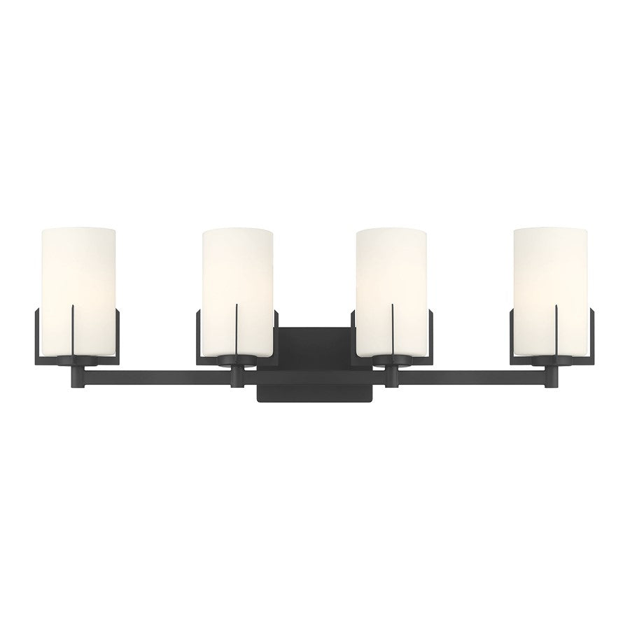 Millennium Froselle 4Lt Bathroom Vanity Light, Black/White Frosted