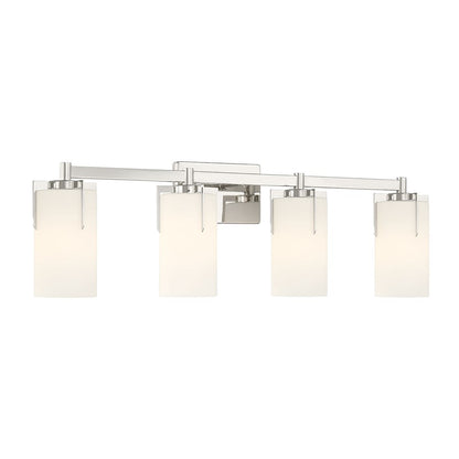 Millennium Froselle 4Lt Bathroom Vanity Light, Nickel/White Frosted - 65004-PN